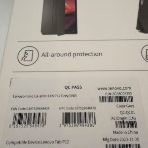 KONVOLUT 20X LENOVO Folio Case, Backcover, Lenovo, Tab P12, Grey ZG38C05252 K193